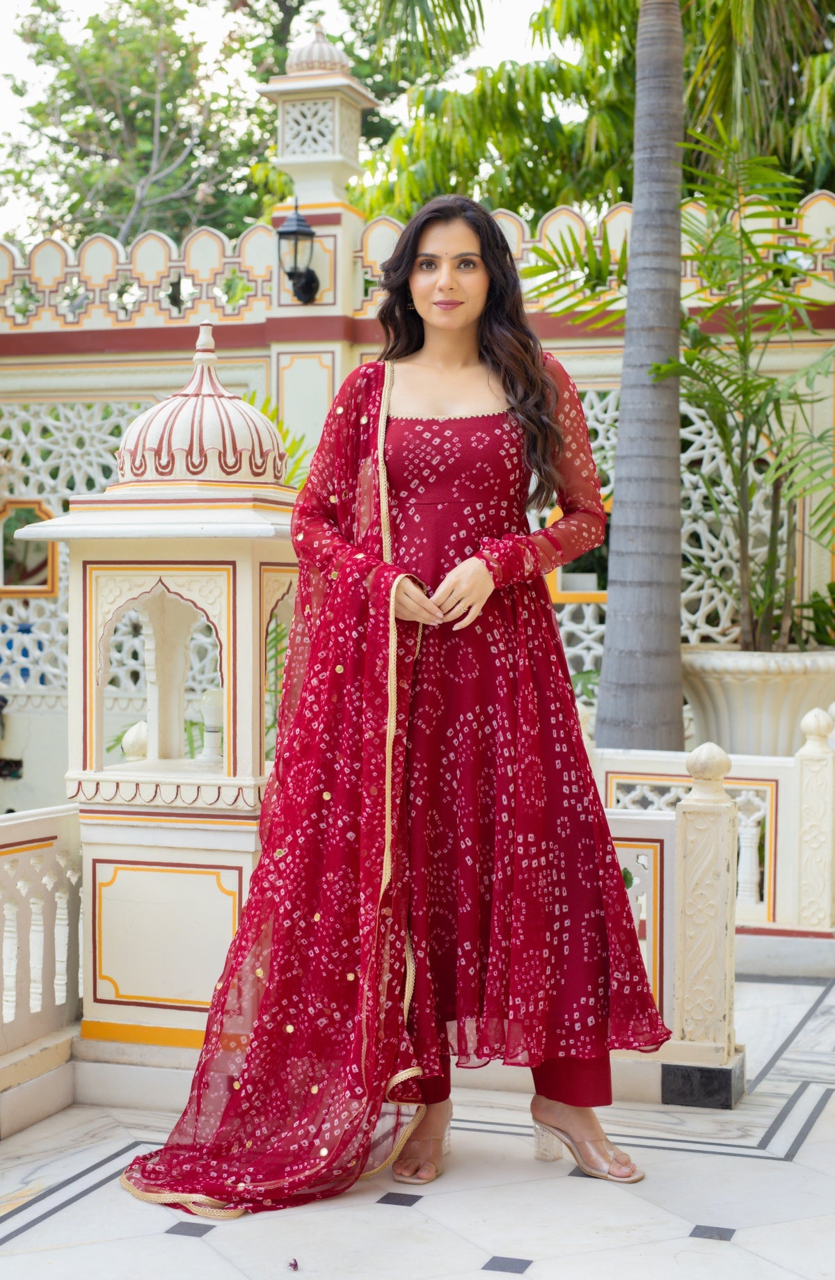 Wedding Special Digital Print Anarkali With Hand Work
