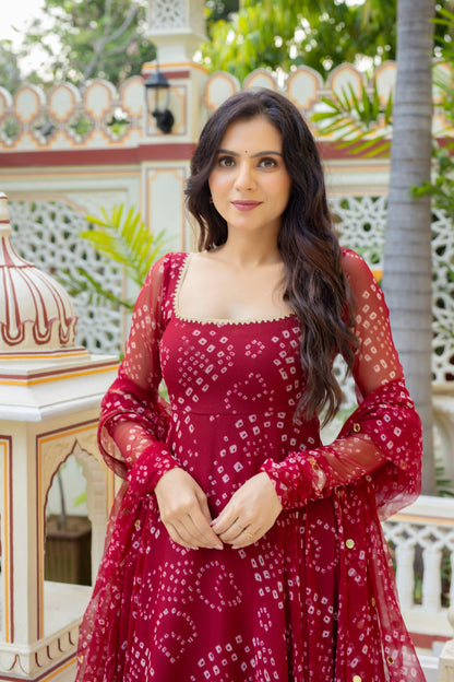 Wedding Special Digital Print Anarkali With Hand Work