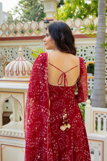Wedding Special Digital Print Anarkali With Hand Work