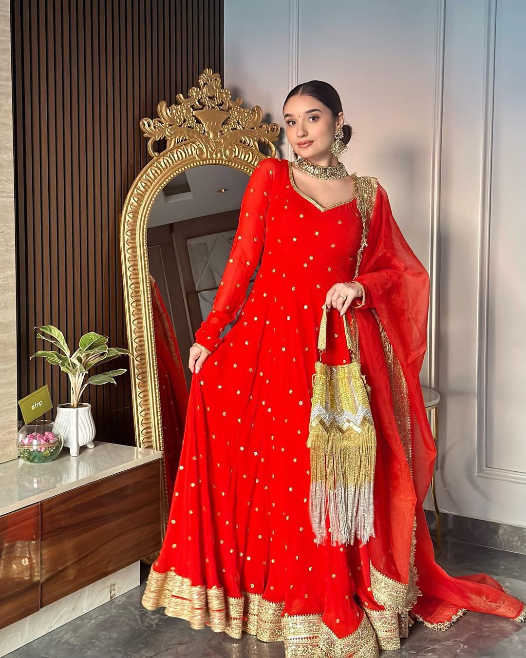 Beautiful Party wear georgette Red Gown