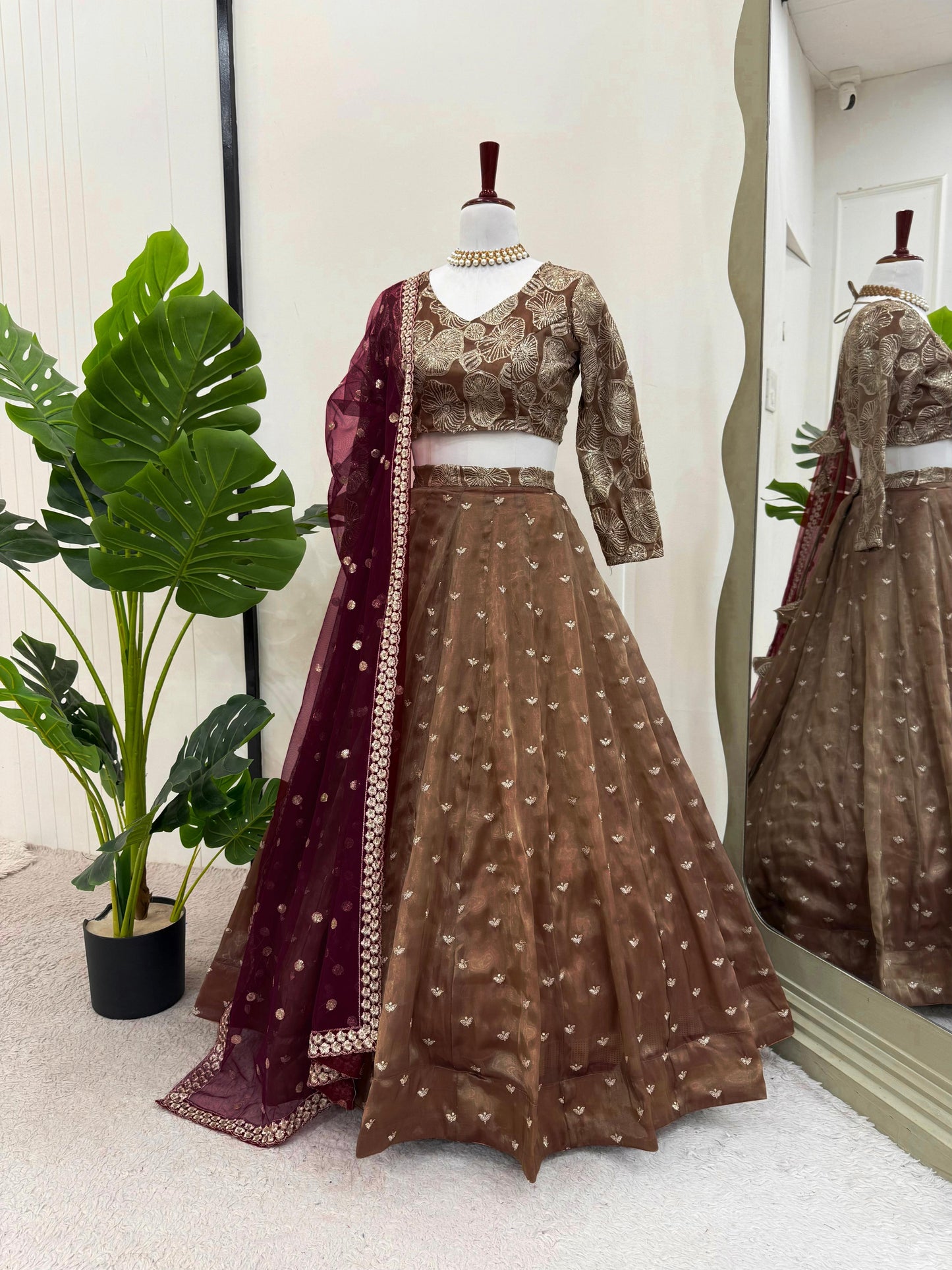 Now Trending Best Brown Fandy lehenga Set
