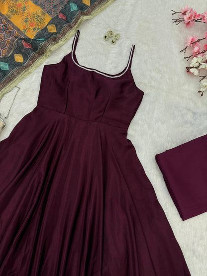 Most elegance  Chinon Anarkali Suit