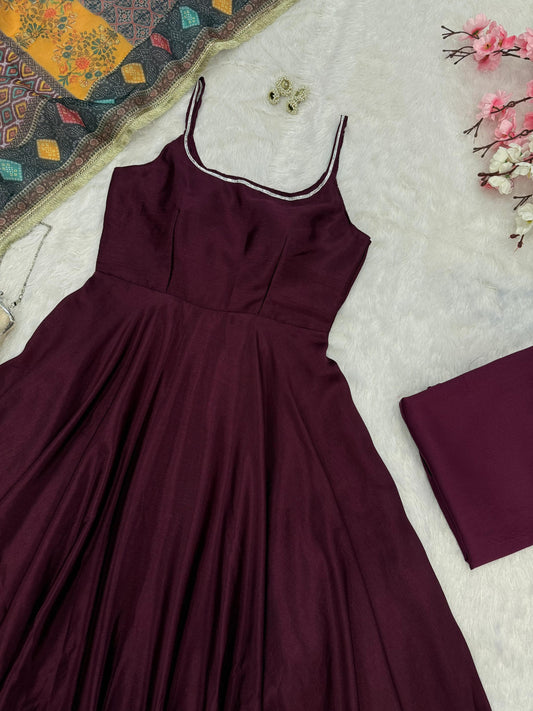 Most elegance  Chinon Anarkali Suit
