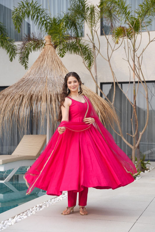 New Beautiful Pink Color Anarkali Gown