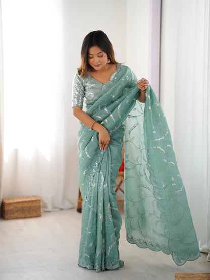 New Beautiful Heavy Sequnce Work Saree