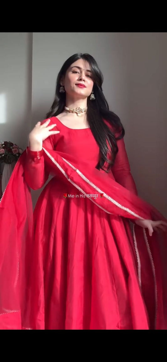 Wedding Designer Red Color Anarkali Suit