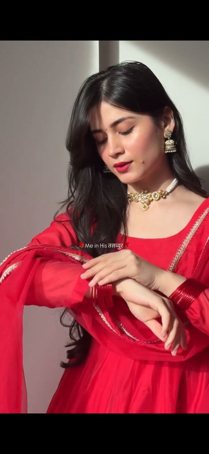 Wedding Designer Red Color Anarkali Suit
