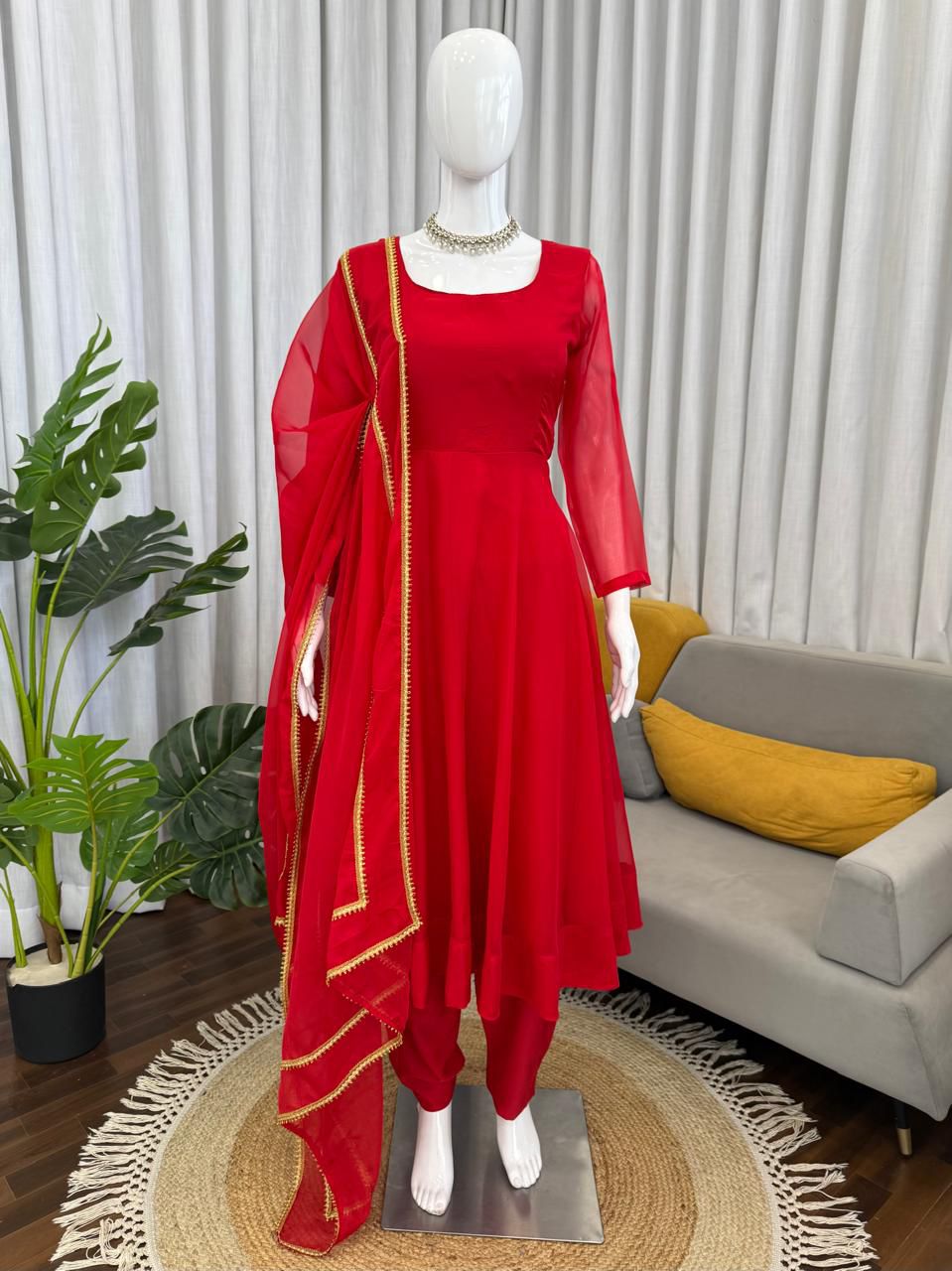 Wedding Designer Red Color Anarkali Suit