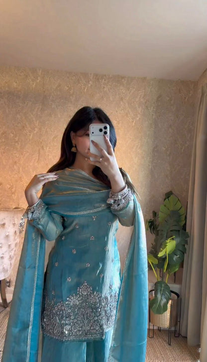 Rich Embroidery Wedding Sharara Suit