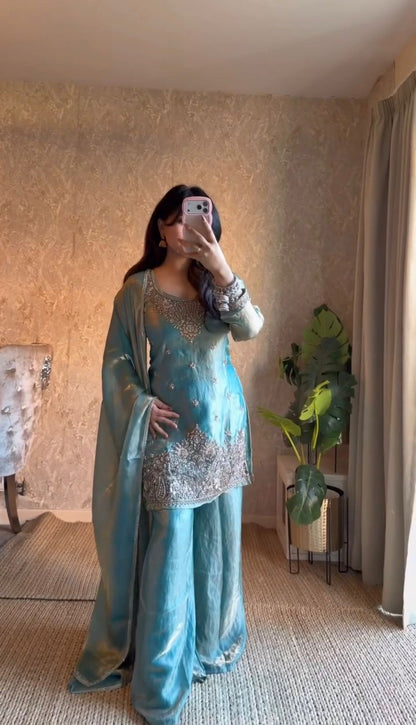 Rich Embroidery Wedding Sharara Suit