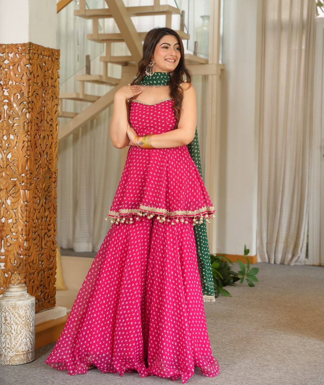 Most Trending Real Pink Color Sharara Suit