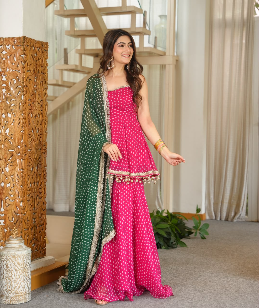 Most Trending Real Pink Color Sharara Suit