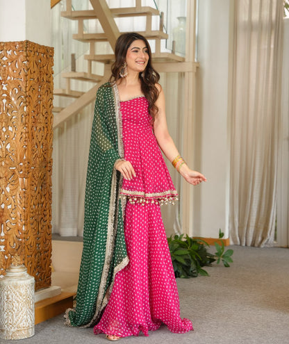 Most Trending Real Pink Color Sharara Suit