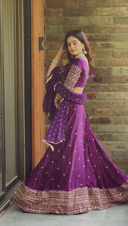 NEW TRENDING BEST PURPLE SILK LEHENGHA SET