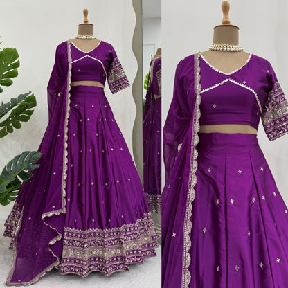 NEW TRENDING BEST PURPLE SILK LEHENGHA SET