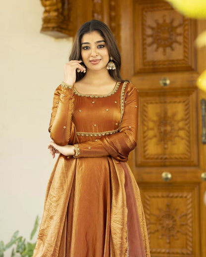 Most elegance Designer Fendi silk Anarkali Gown