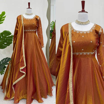 Most elegance Designer Fendi silk Anarkali Gown