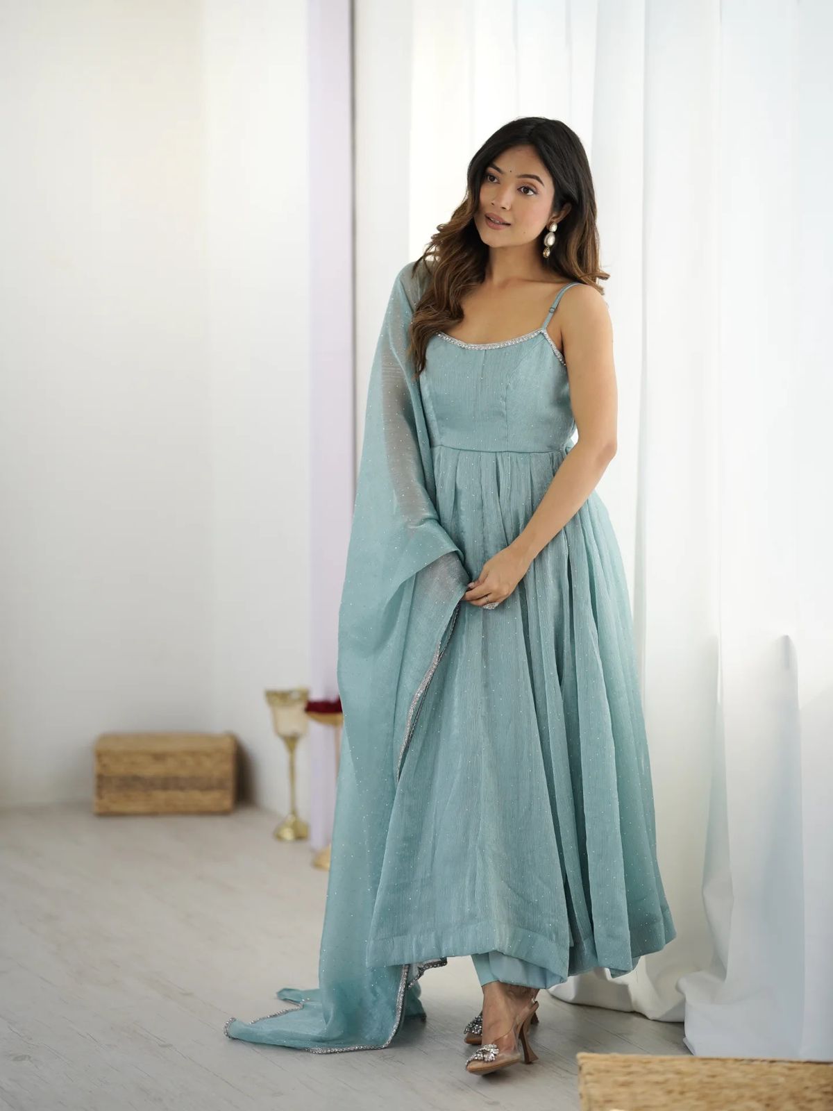 New Beautiful Sky - Blue Anarkali Suit