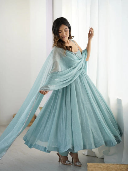 New Beautiful Sky - Blue Anarkali Suit