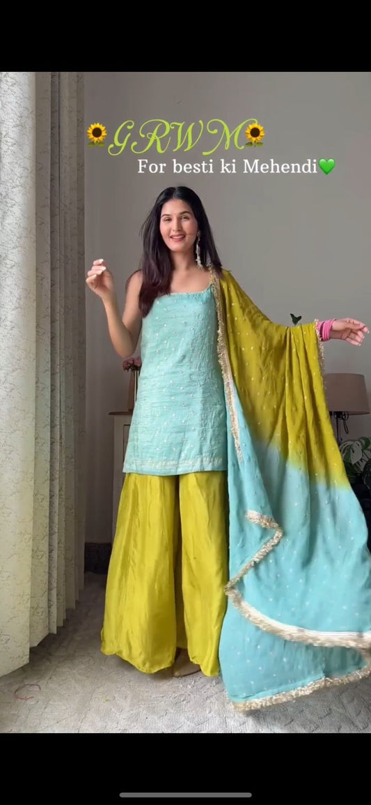 Wedding Special Suit and Palazzo  With Dupatta