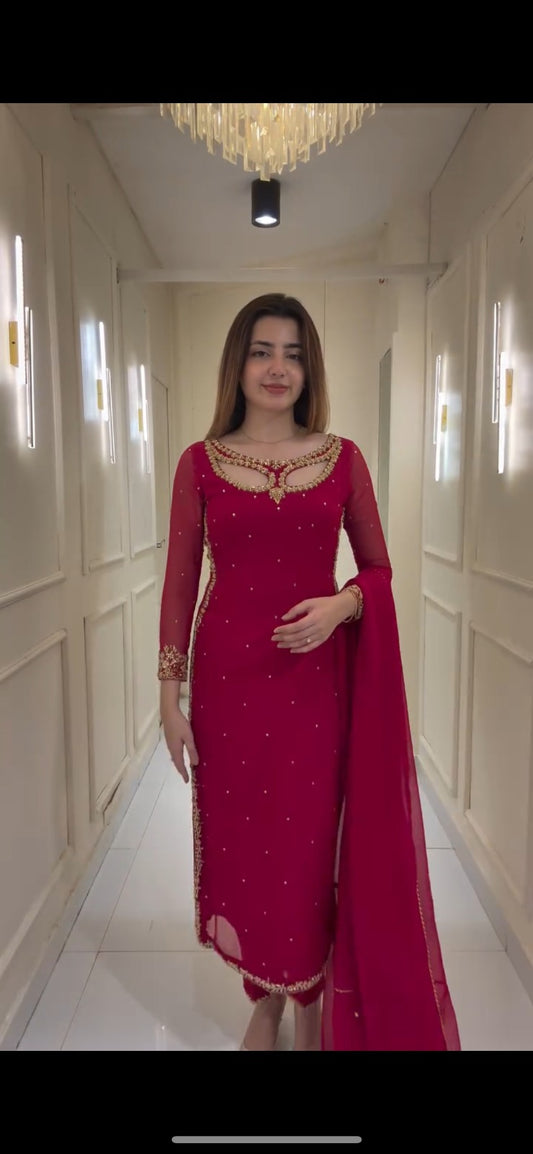 New Beautiful Top & Plazoo Suit with Dupatta