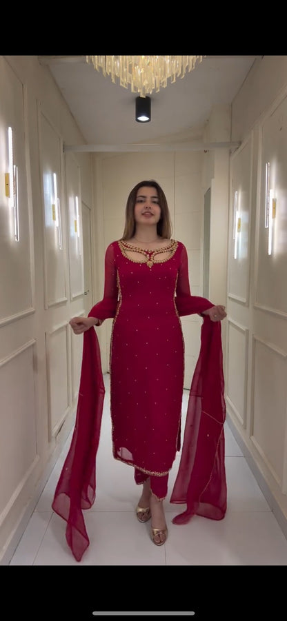 New Beautiful Top & Plazoo Suit with Dupatta