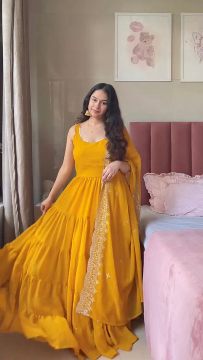 New Beautiful Yellow Color Anarkali Gown