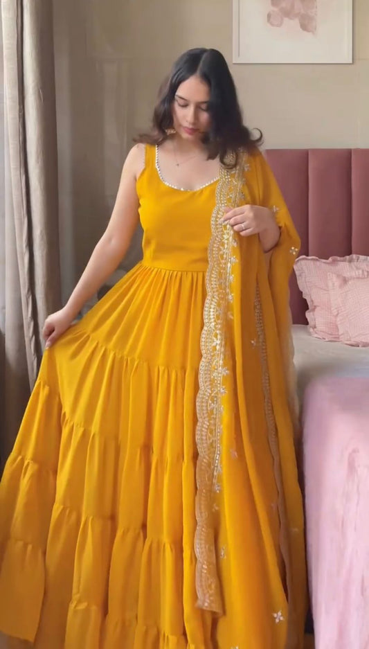 New Beautiful Yellow Color Anarkali Gown