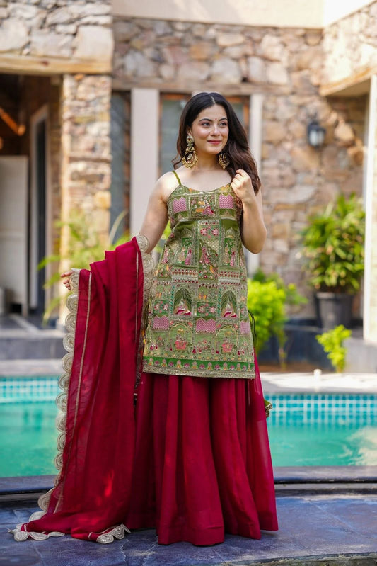 Wedding Special Printed Top & Palazoo