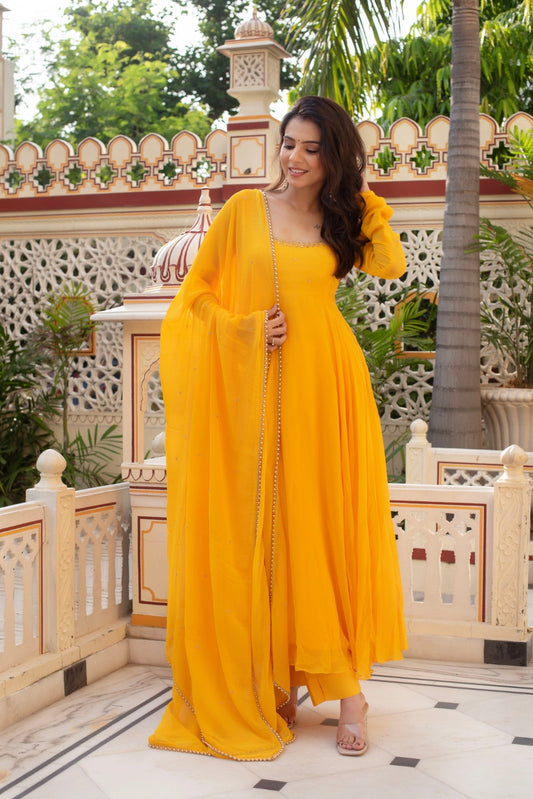 Most Trending Yellow Color Anarkali Suit
