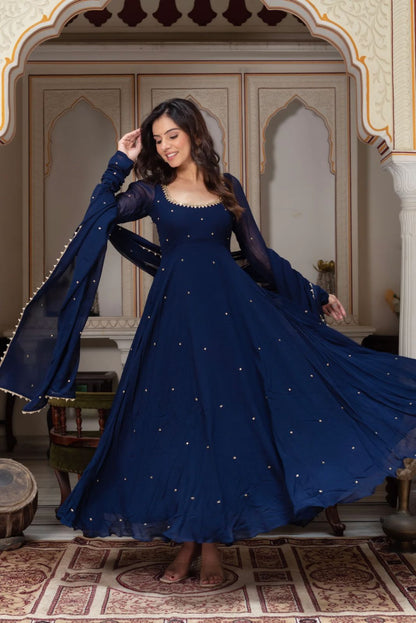 Most Trending Blue  color Anarkali Suit