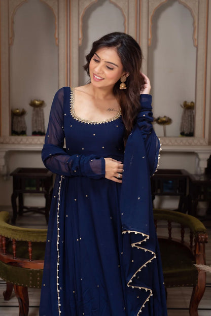 Most Trending Blue  color Anarkali Suit