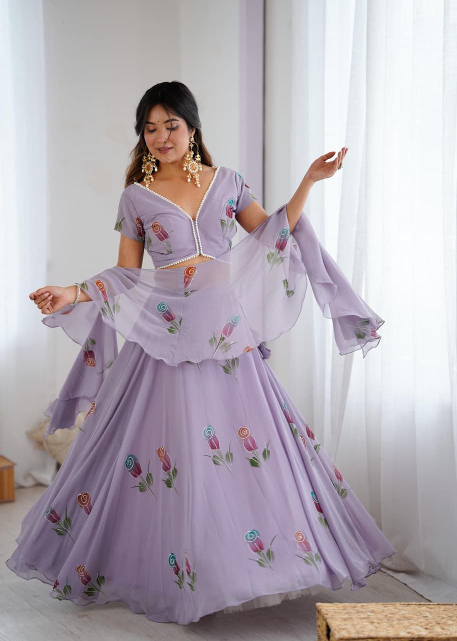 Purple Anarkali Lehengha Choli
