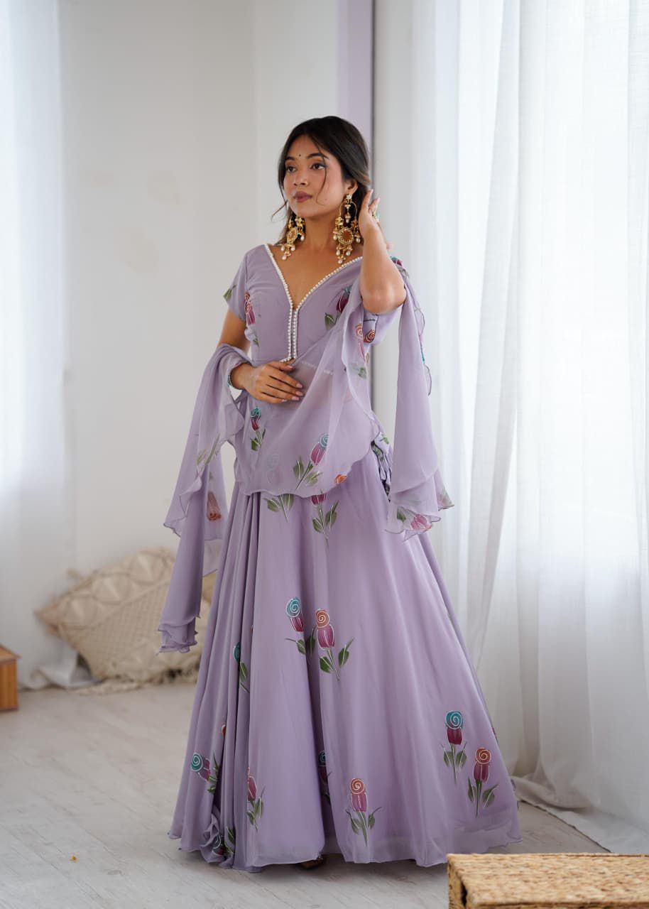 Purple Anarkali Lehengha Choli