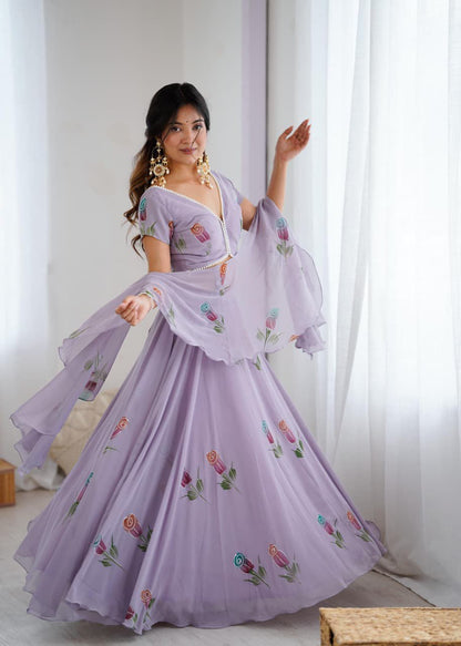 Purple Anarkali Lehengha Choli