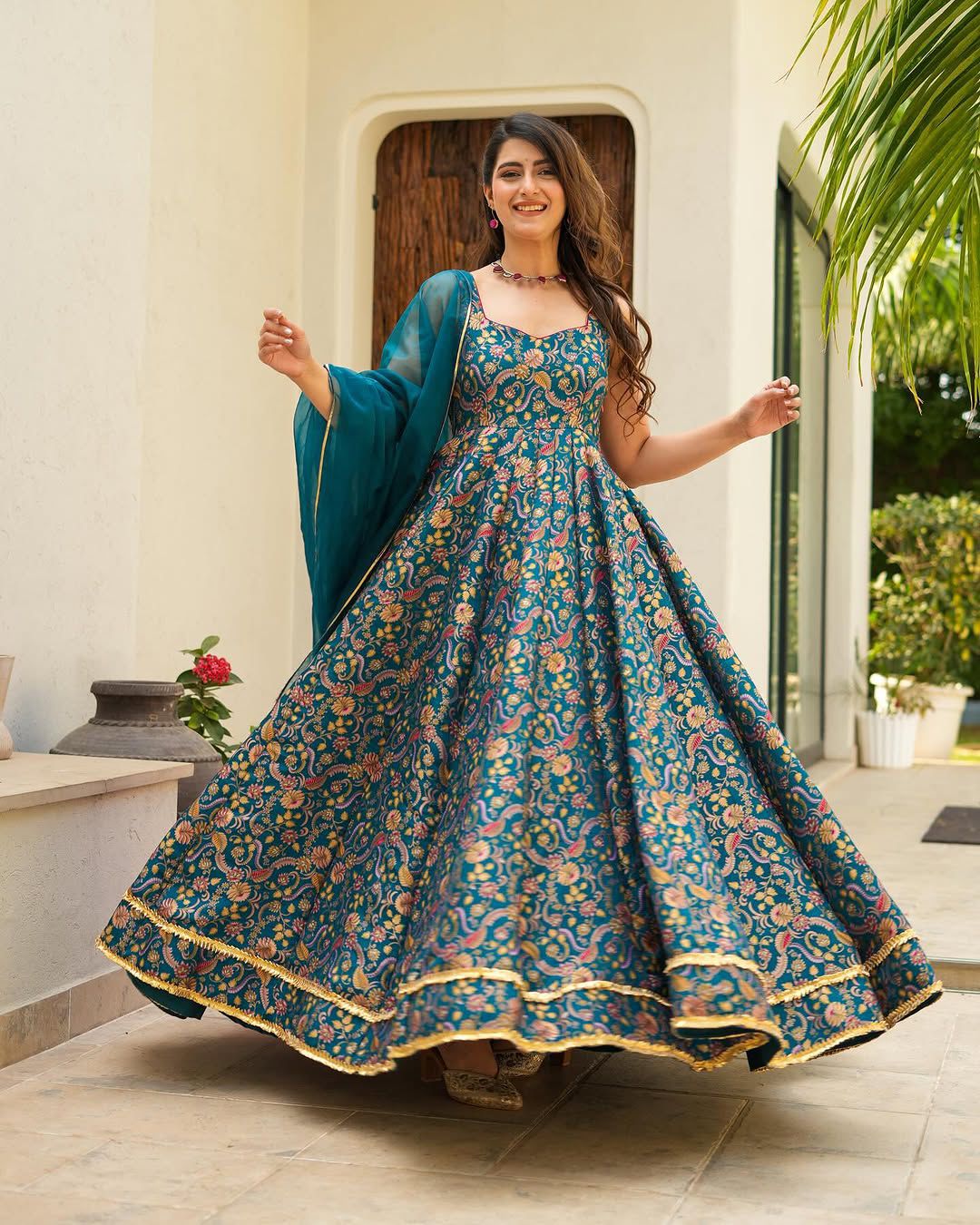 Wedding Special  Heavy Printed Anarkali Gown