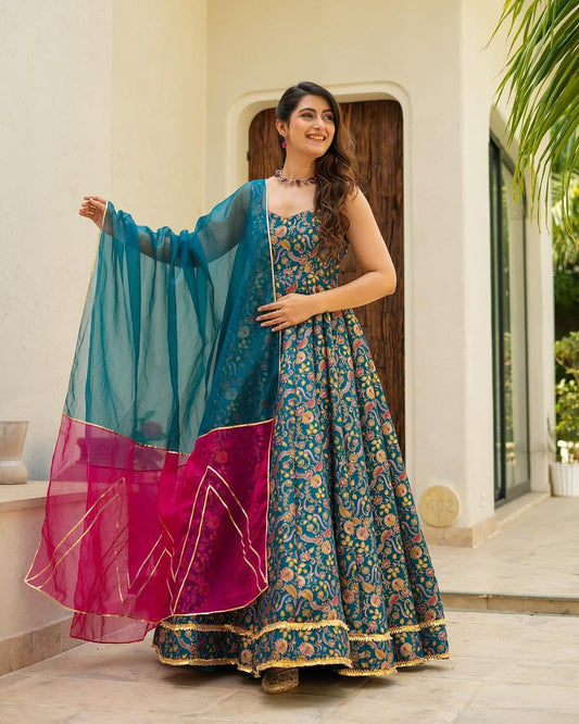 Wedding Special  Heavy Printed Anarkali Gown