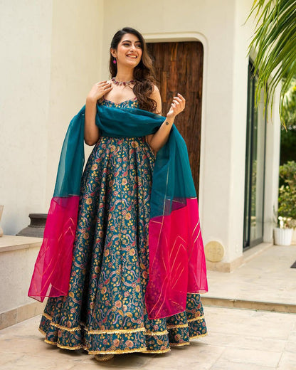 Wedding Special  Heavy Printed Anarkali Gown