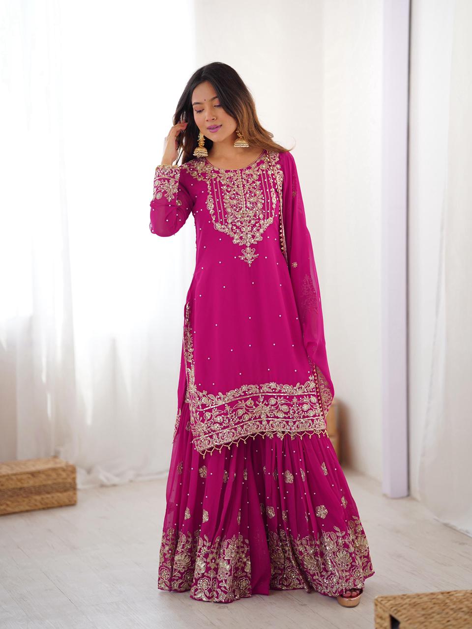 Morden Wedding Partywear Top & Sharara Suit