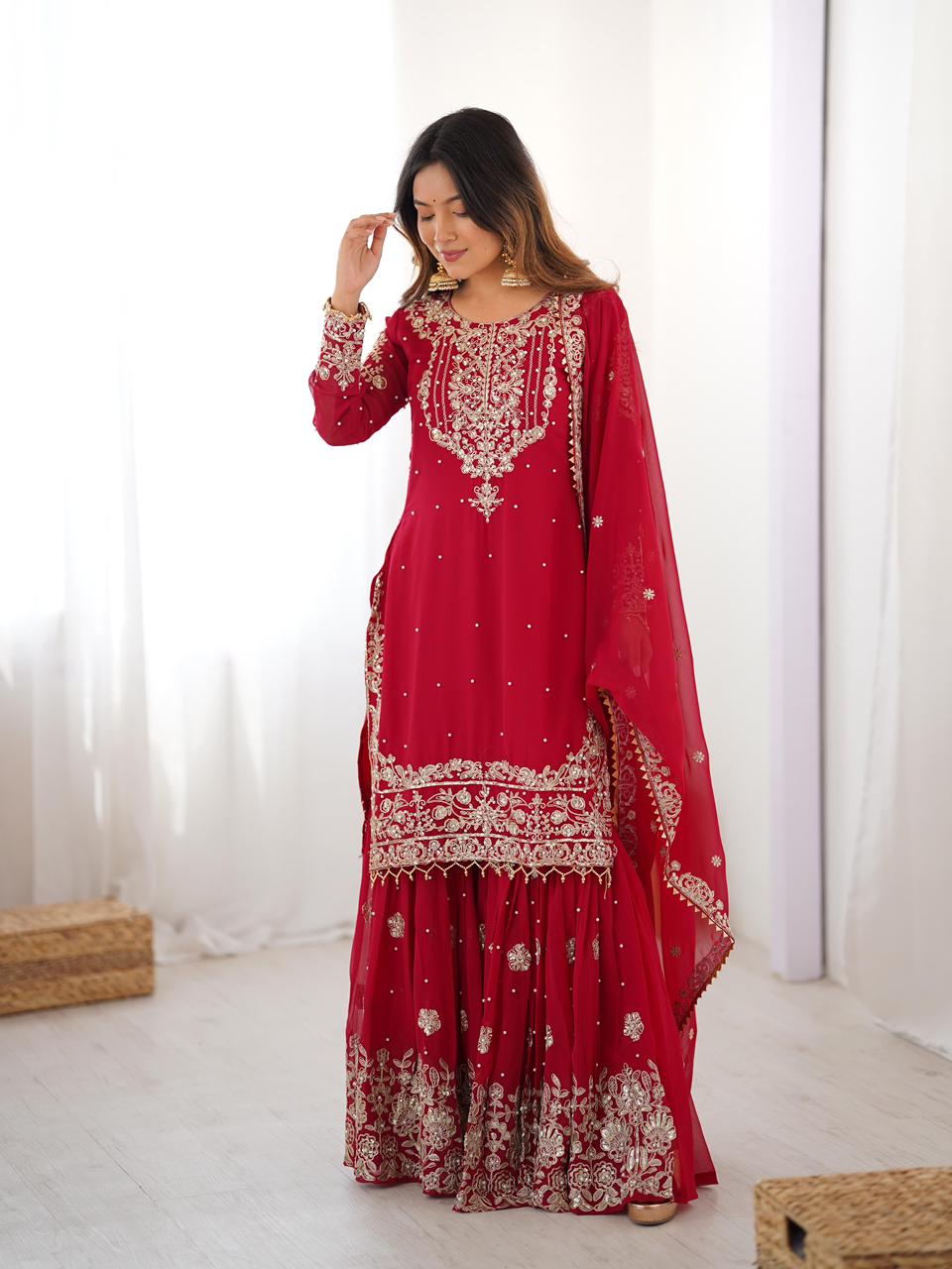 Morden Wedding Partywear Top & Sharara Suit