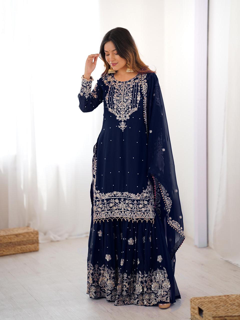 Morden Wedding Partywear Top & Sharara Suit