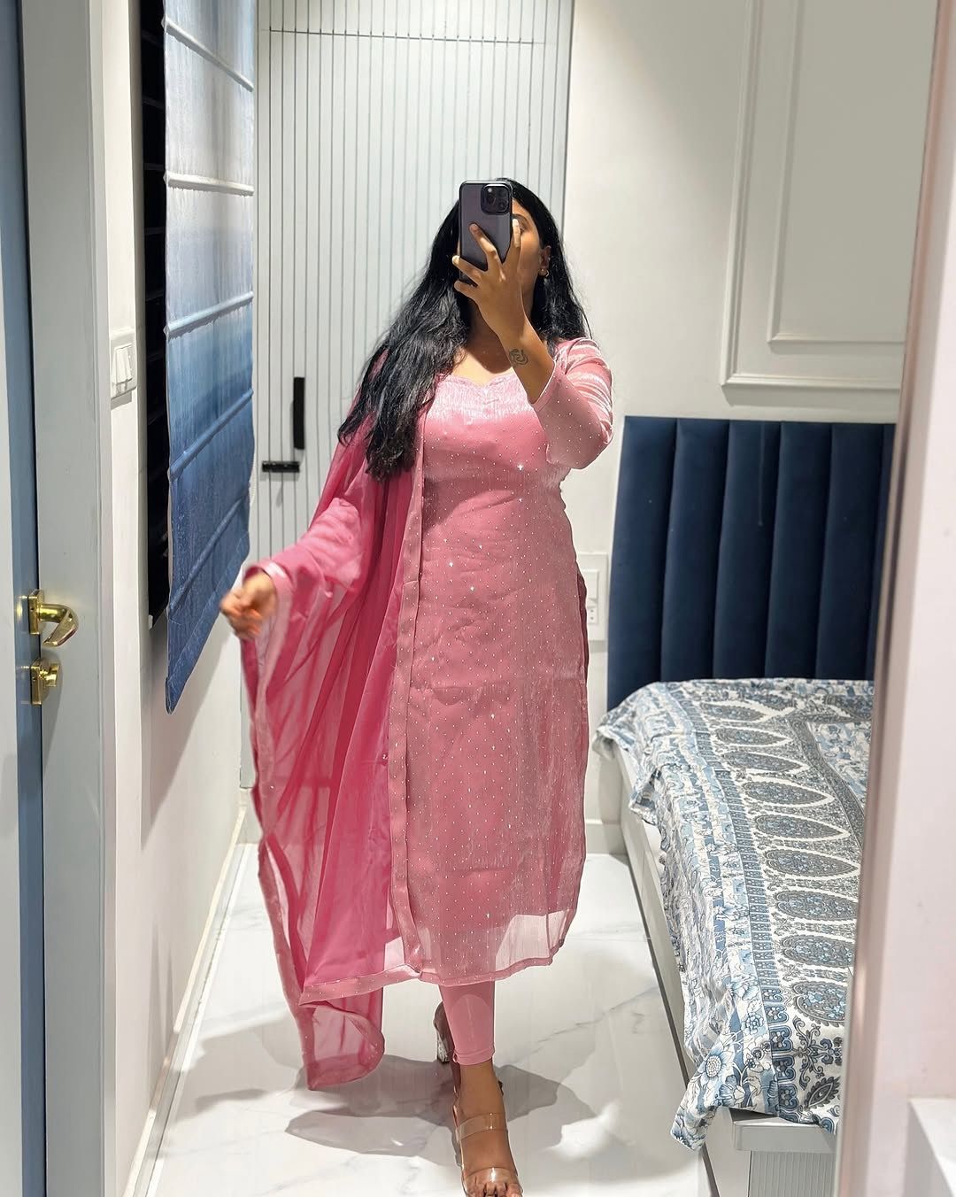 Latest Pink Color Top & Pent With Dupatta