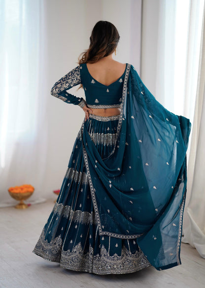 Heavy  Sequin Work Blue Color Lehengha