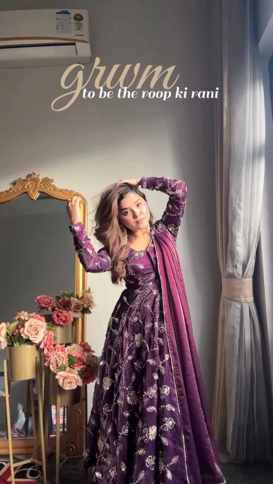 New Purple Color Anarkali Gown