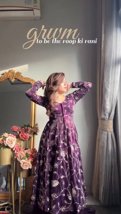 New Purple Color Anarkali Gown