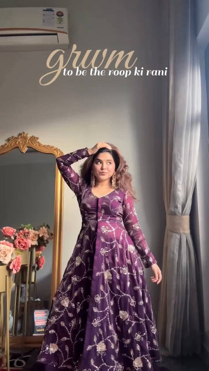 New Purple Color Anarkali Gown