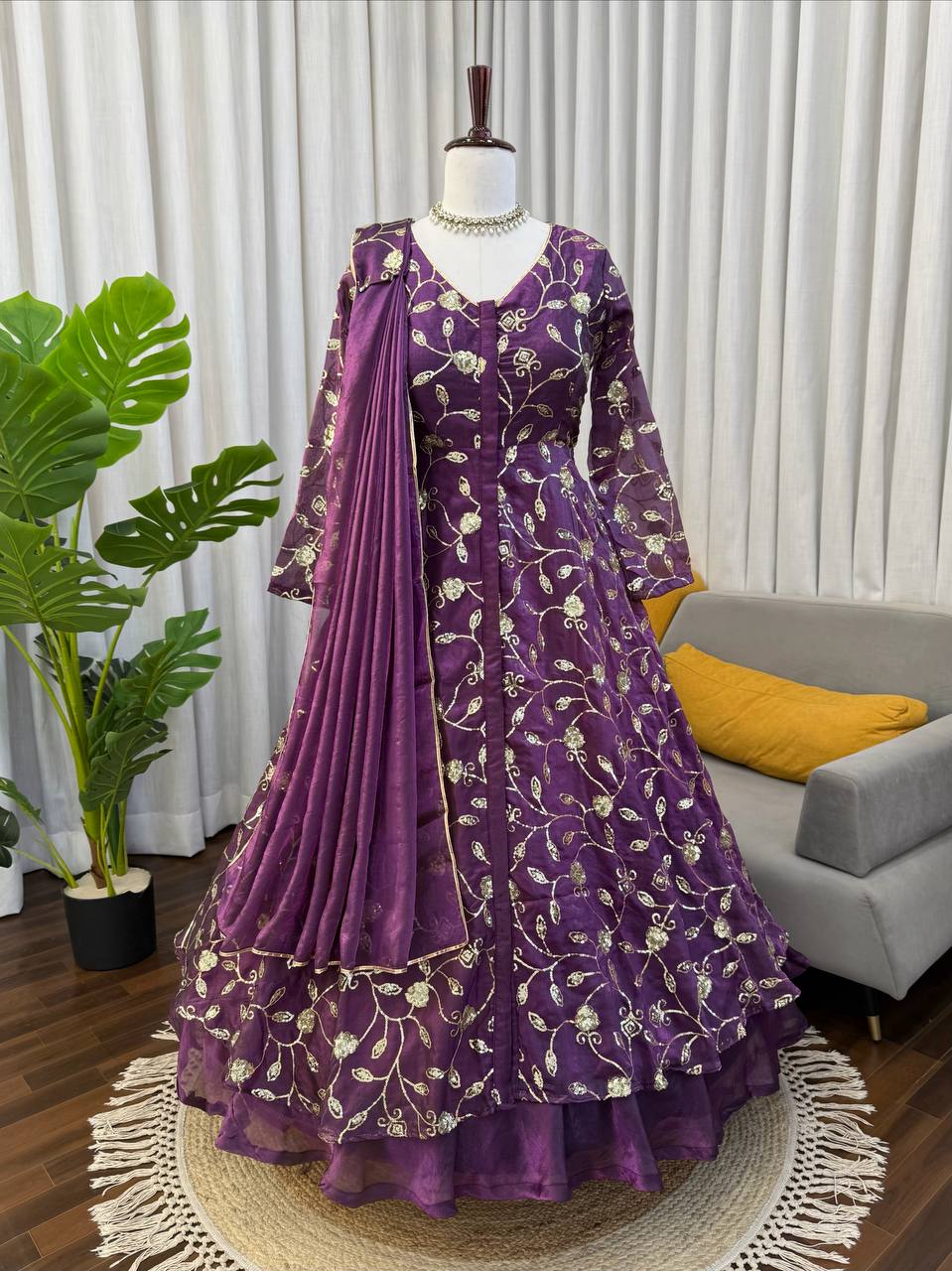 New Purple Color Anarkali Gown