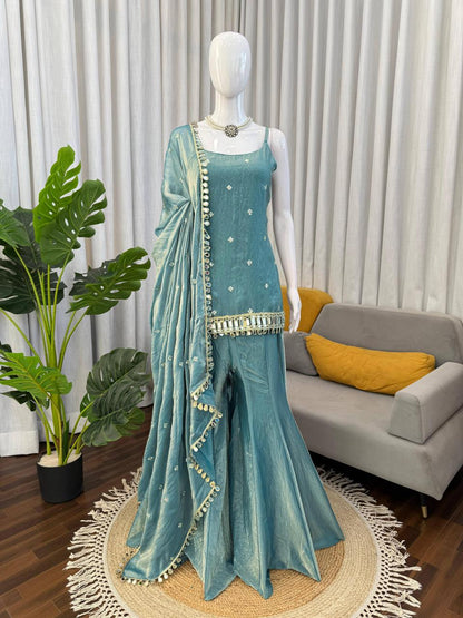 Modern Wedding Partywear Top & Palazzo Suit