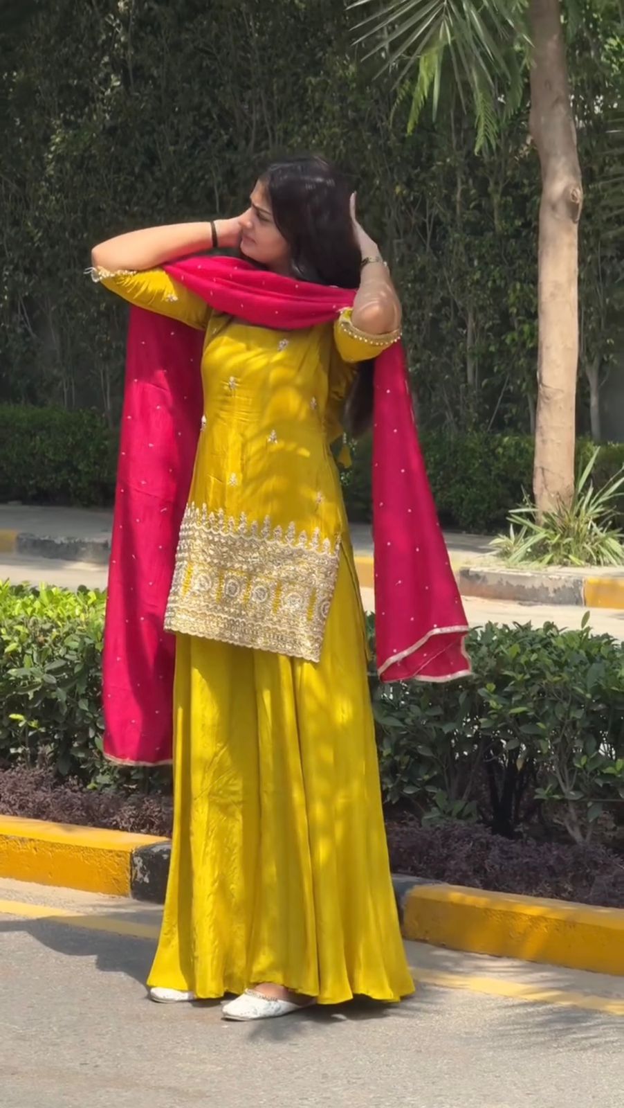 Elegant Wedding Yellow Color Top & Sharara Suit