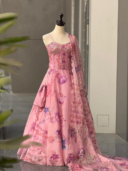 Wedding Designer Pink Color Anarkali Suits